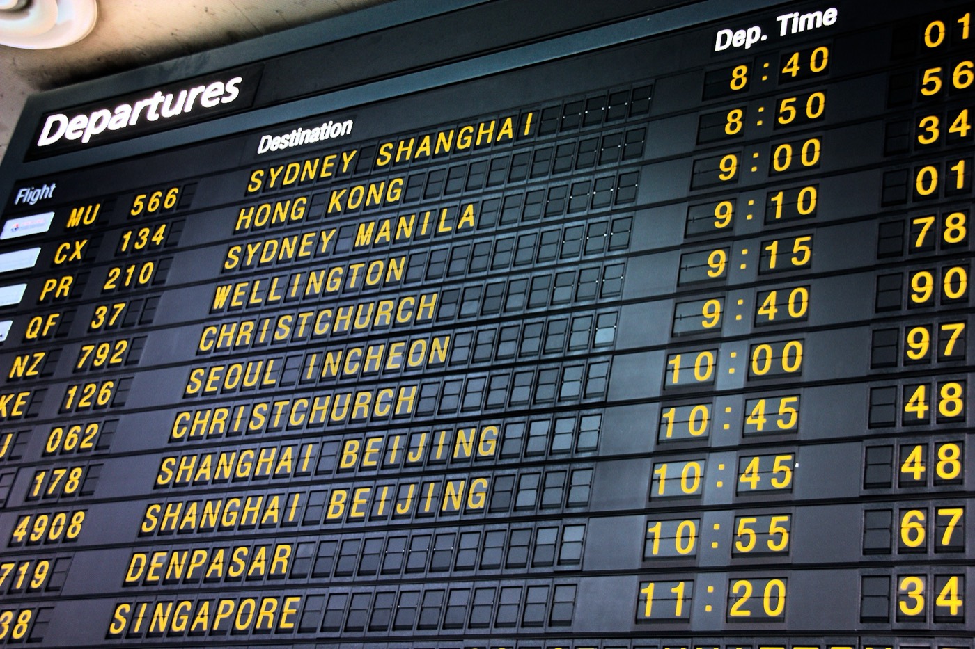 Airport departures board