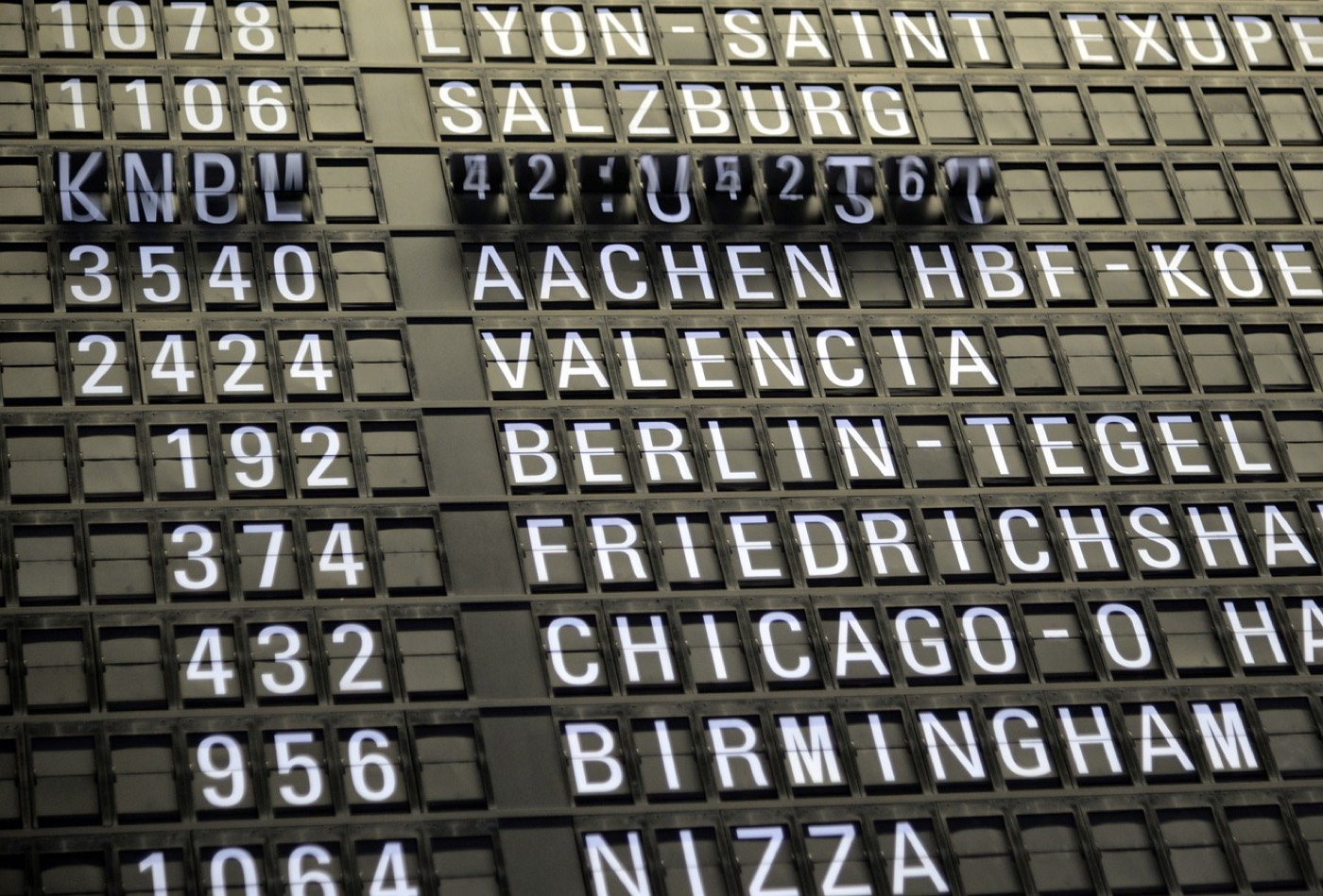 Airport departures board
